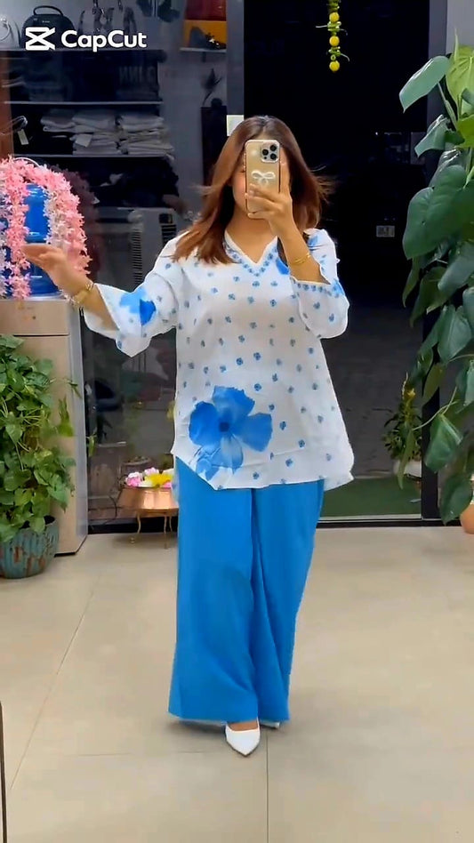 Women's Stylish Blue Co-ord Set