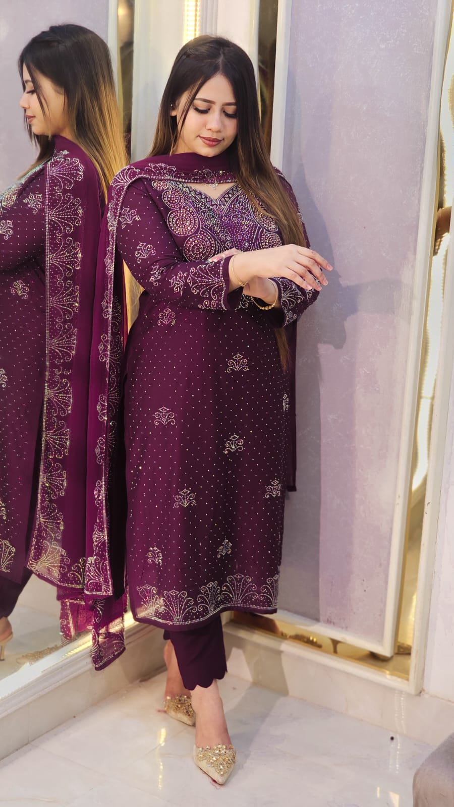Premium Mandala Stone Party Wear